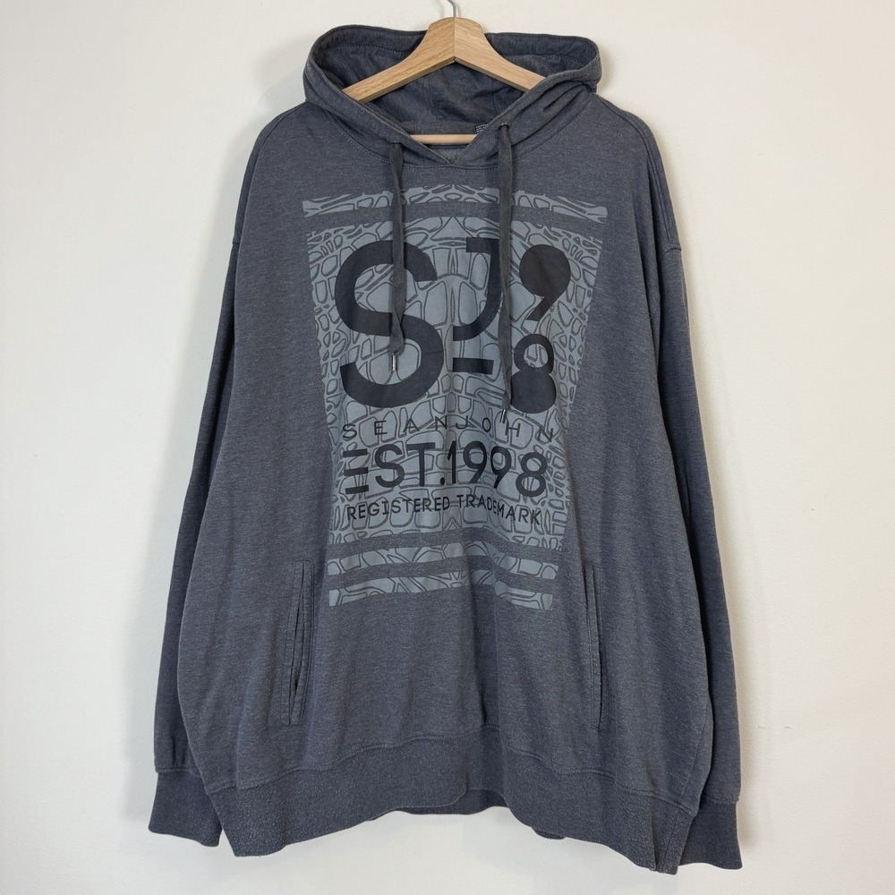 Vintage Y2k Sean John Rap Hip hop Music logo Grey Lightweight Hoodie - 3XL